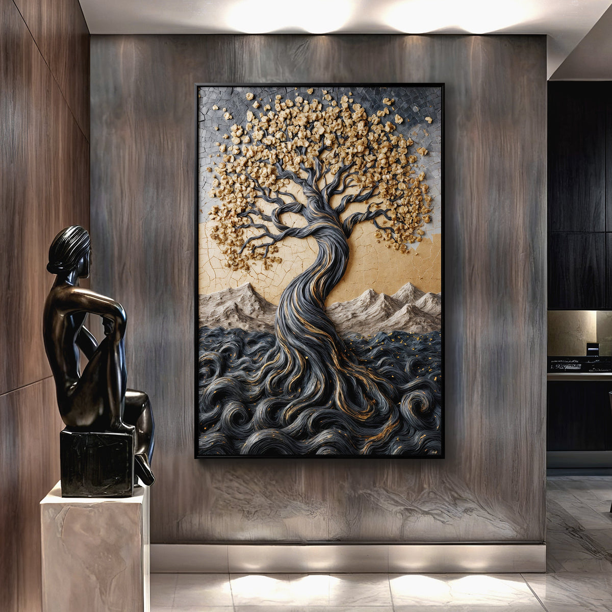 Golden Tree of Life Minimalist Canvas Wall Art