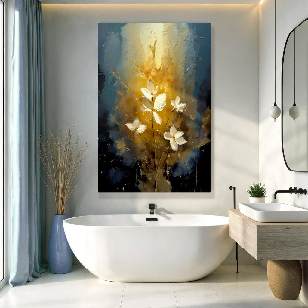 Golden Glow Elegant Flower Canvas Wall Art