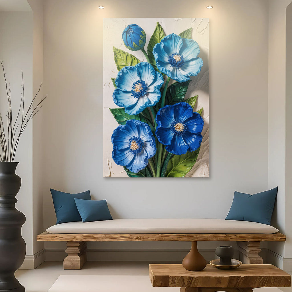 Blue Blossom Bouquet Canvas Wall Art