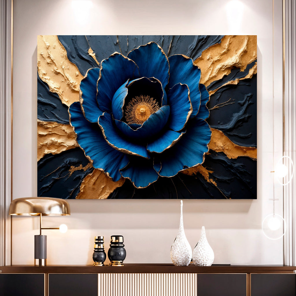 Sapphire Bloom Canvas Wall Art