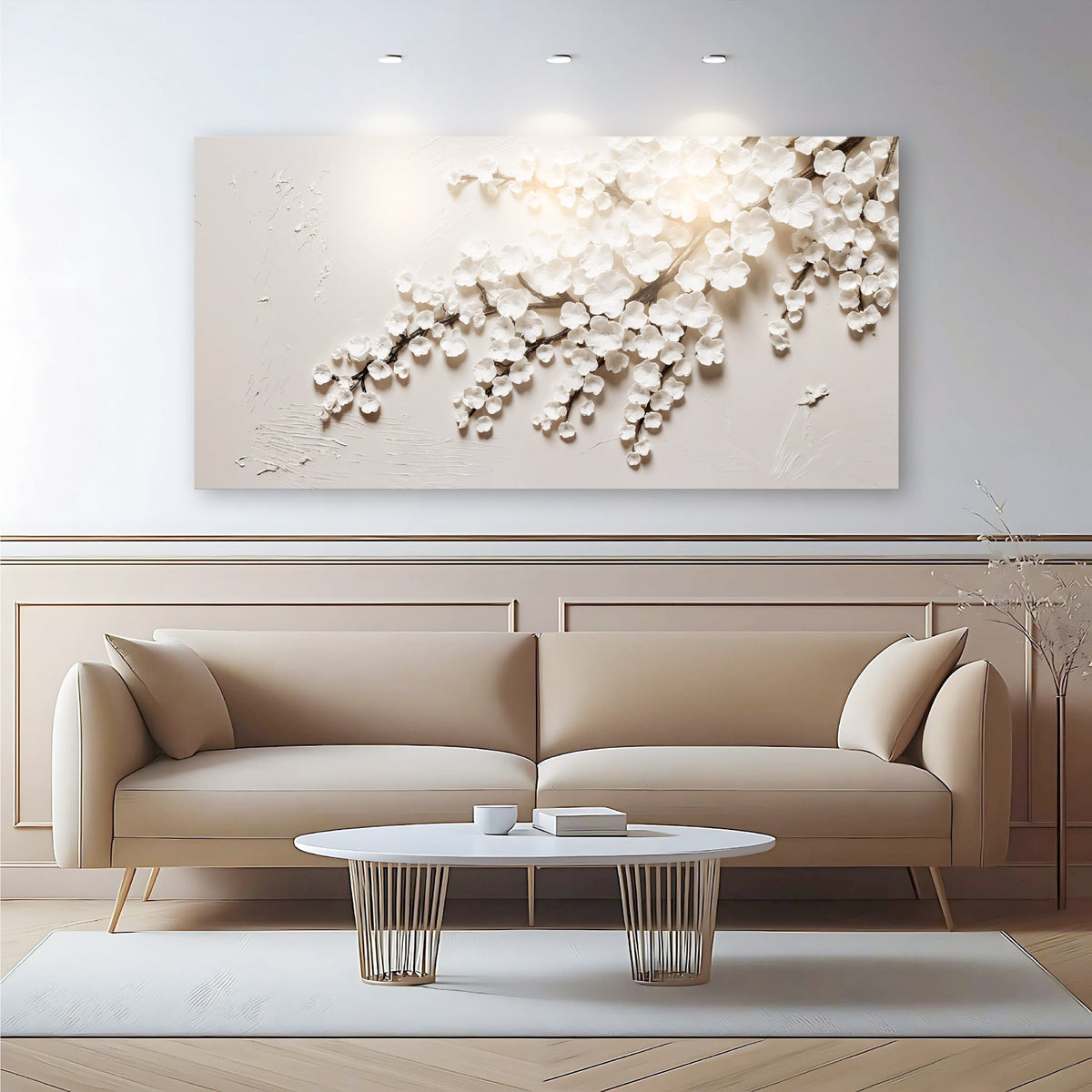 White Cherry Blossom Canvas Wall Art