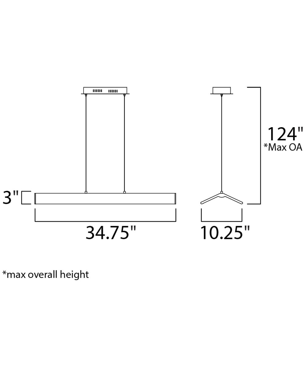 ET2 Glider 36"L 1-Light LED Island Light Black and Polished Chrome Finish