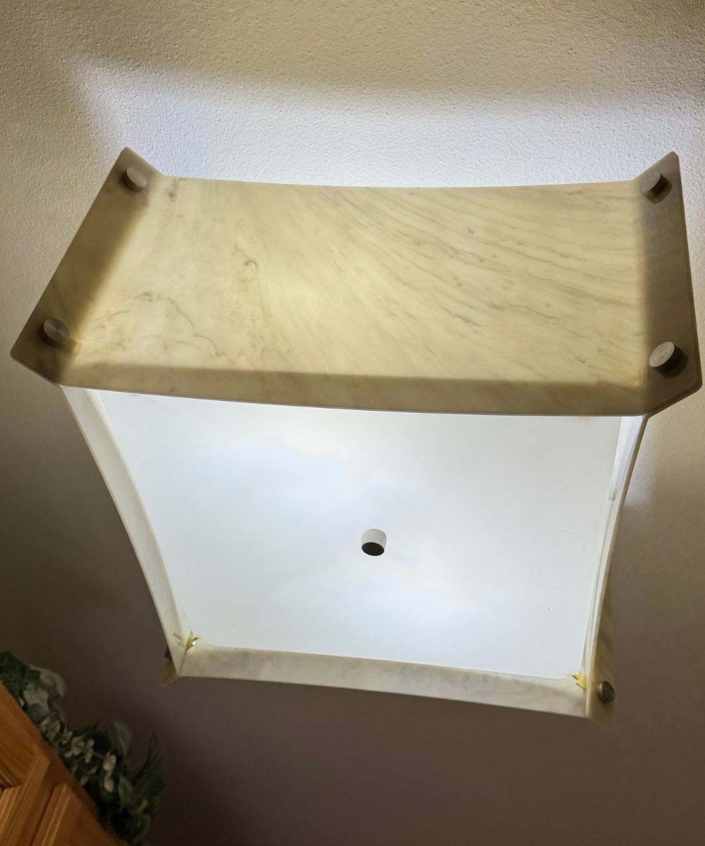 Pop Steady Flush Mount Conversion Kit 16"w Faux Marbled Alabaster Shade