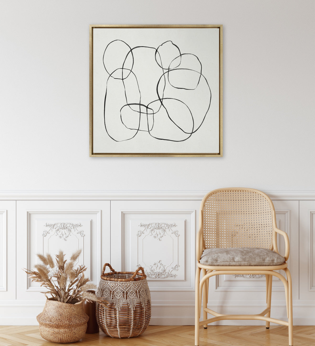Sylvie Dancing Circles Framed Canvas by Teju Reval of SnazzyHues