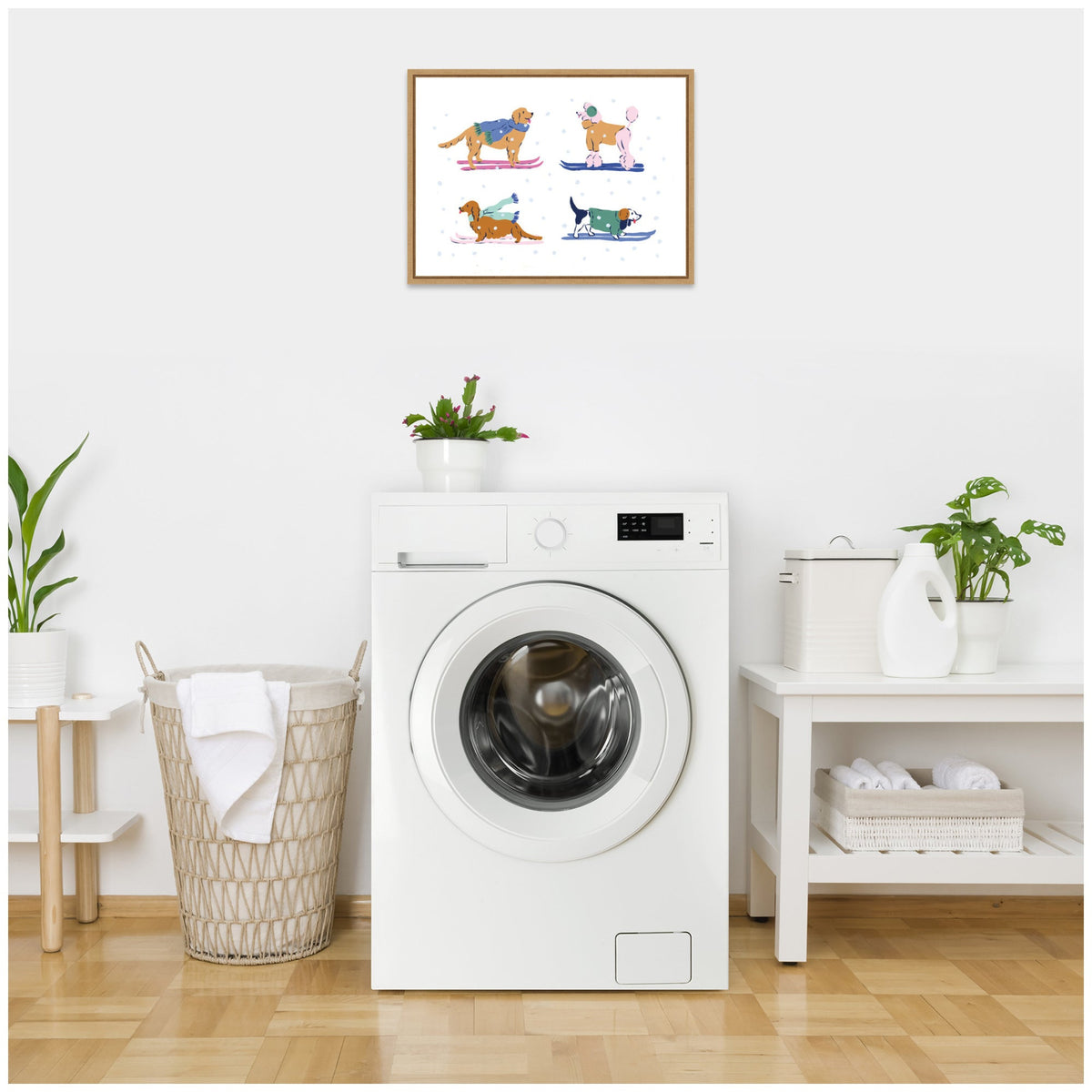 Sylvie Framed Canvas Ski Dogs 1 by Krissy Mast