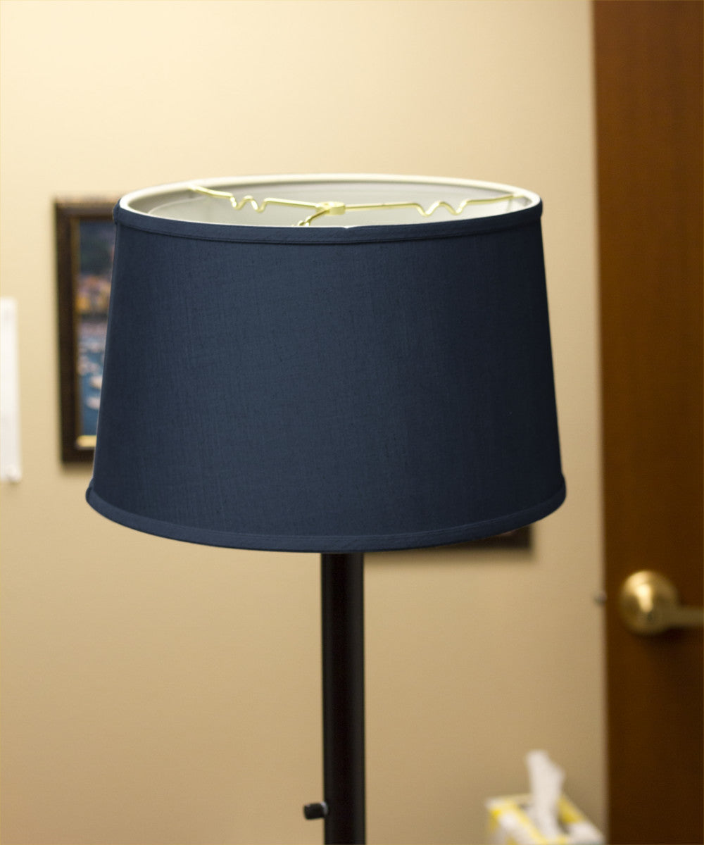Home Concept Shallow Drum Hardback Lamp Shade, Textured Slate Blue, 16"W x 10" Slant Height