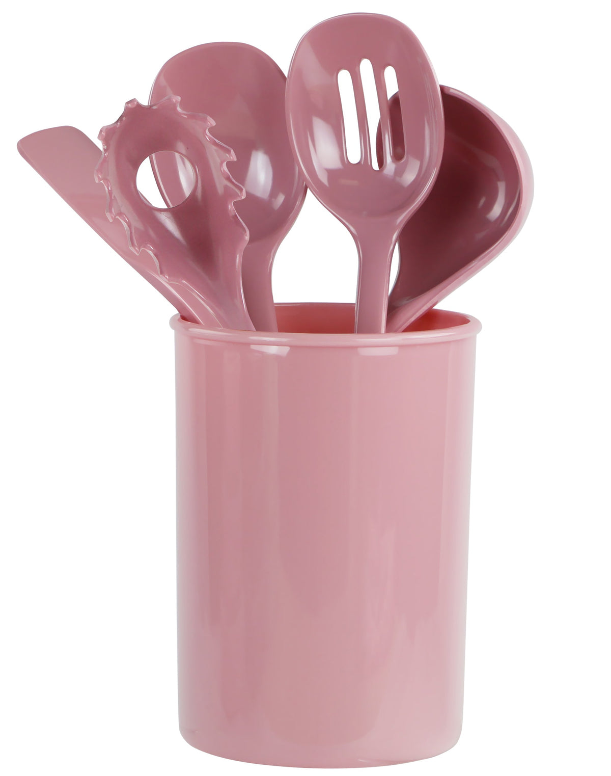 6-Piece Kitchen Utensil Set with Holder, Pink