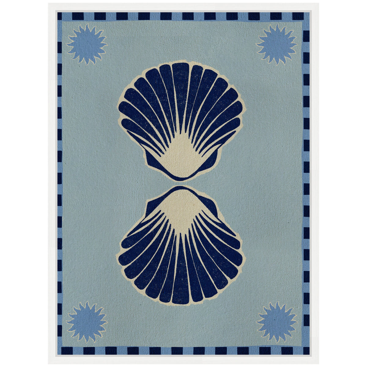 Sylvie Lush Duo 3 Seashells Framed Canvas by Shatha Al Dafai