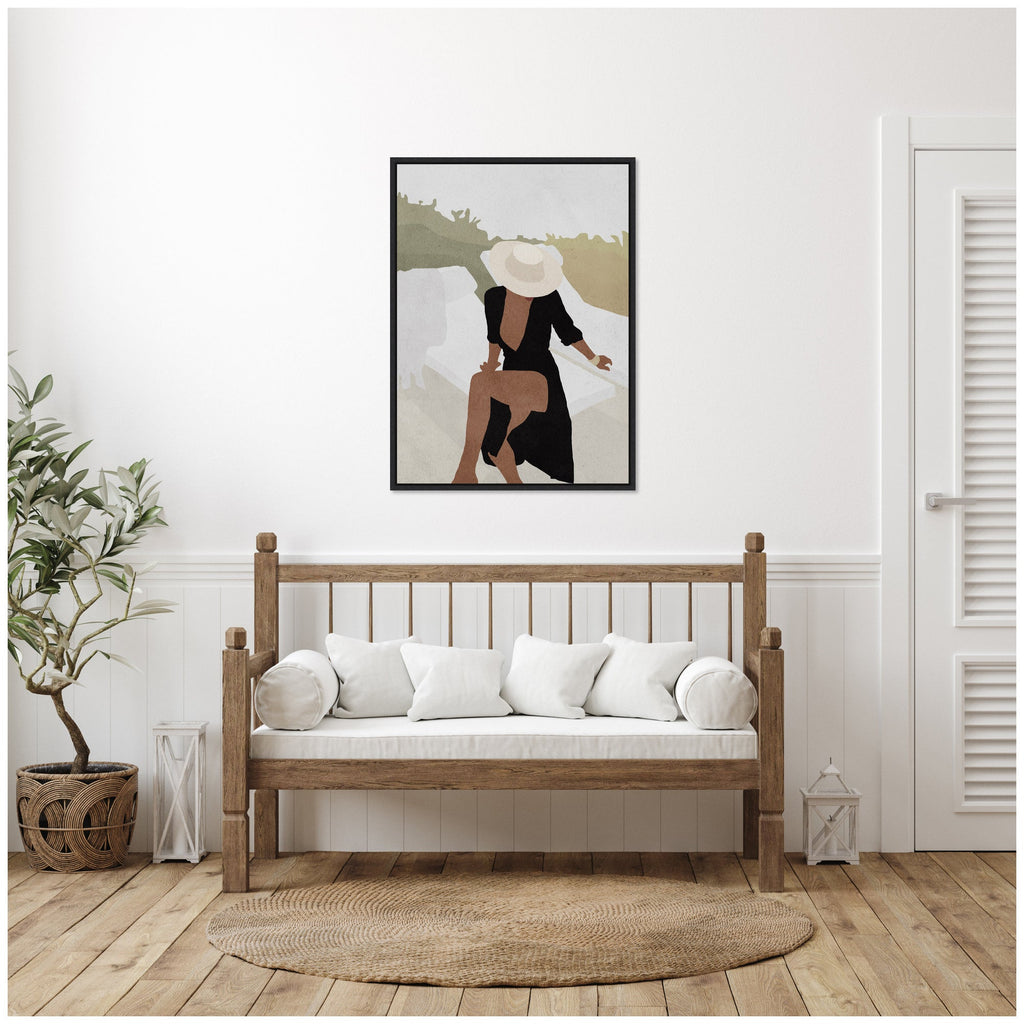 Sylvie Elegant Woman in Hat Framed Canvas by July Art Prints