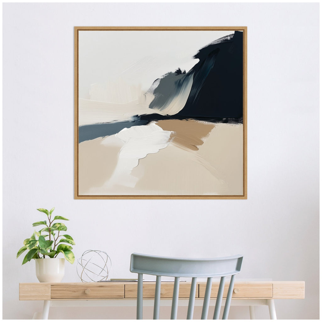 Sylvie Coastal Sand Modern Abstract Landscape II Framed Canvas by The Creative Bunch Studio