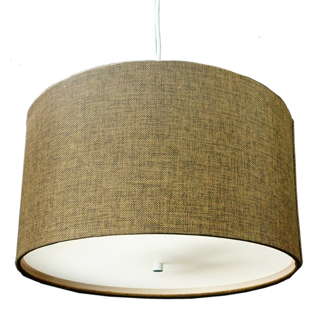 Home Concept 2-Light Plug-In Swag Pendant Light 18"w Chocolate Burlap with Diffuser, White Cord