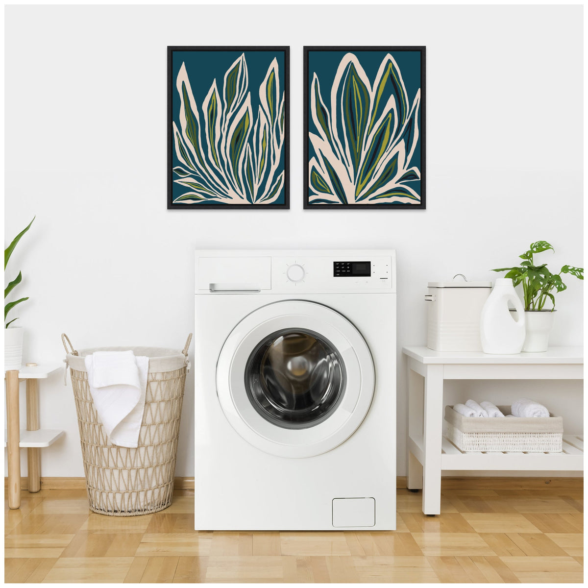 Sylvie Blue Flora 1 and 2 Framed Canvas Art Set of 2 by Alicia Bock
