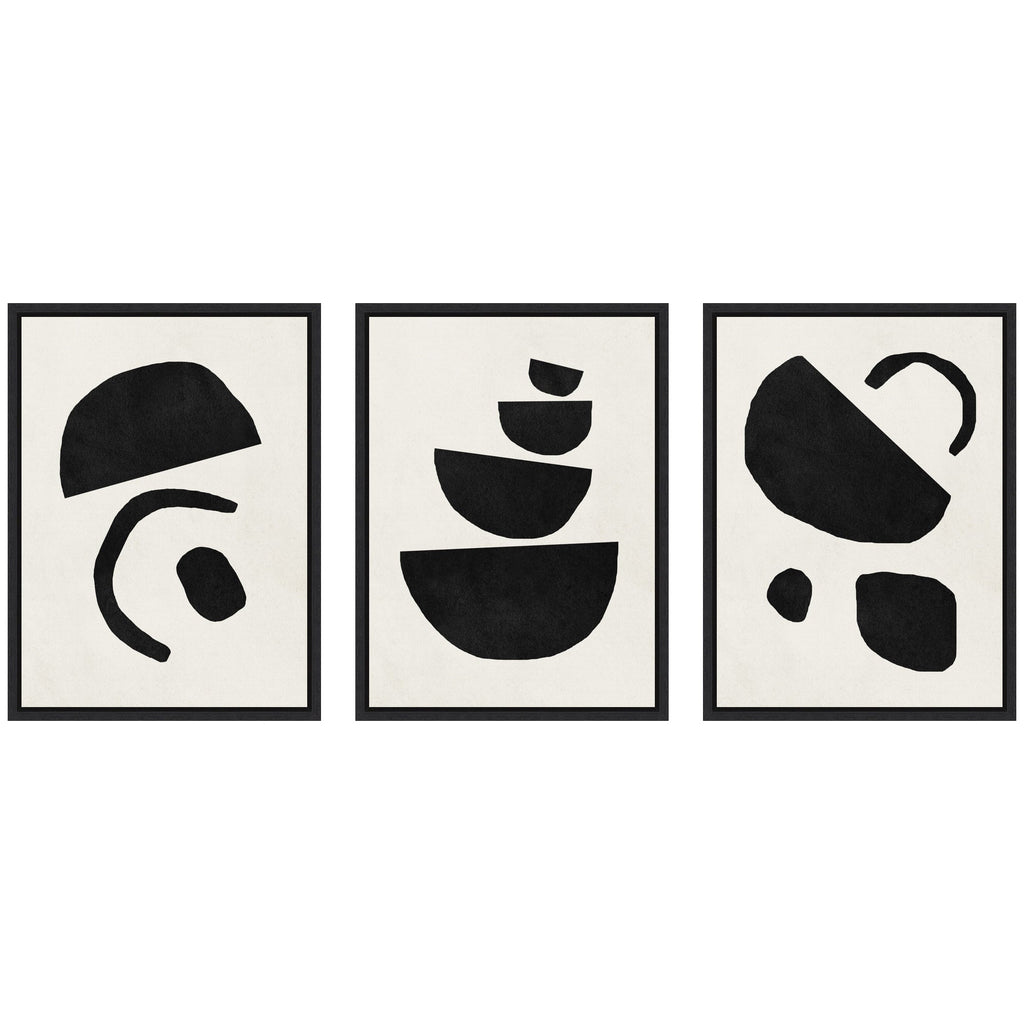 Sylvie Black Geometric Abstracts Framed Canvas Art Set by July Art Prints