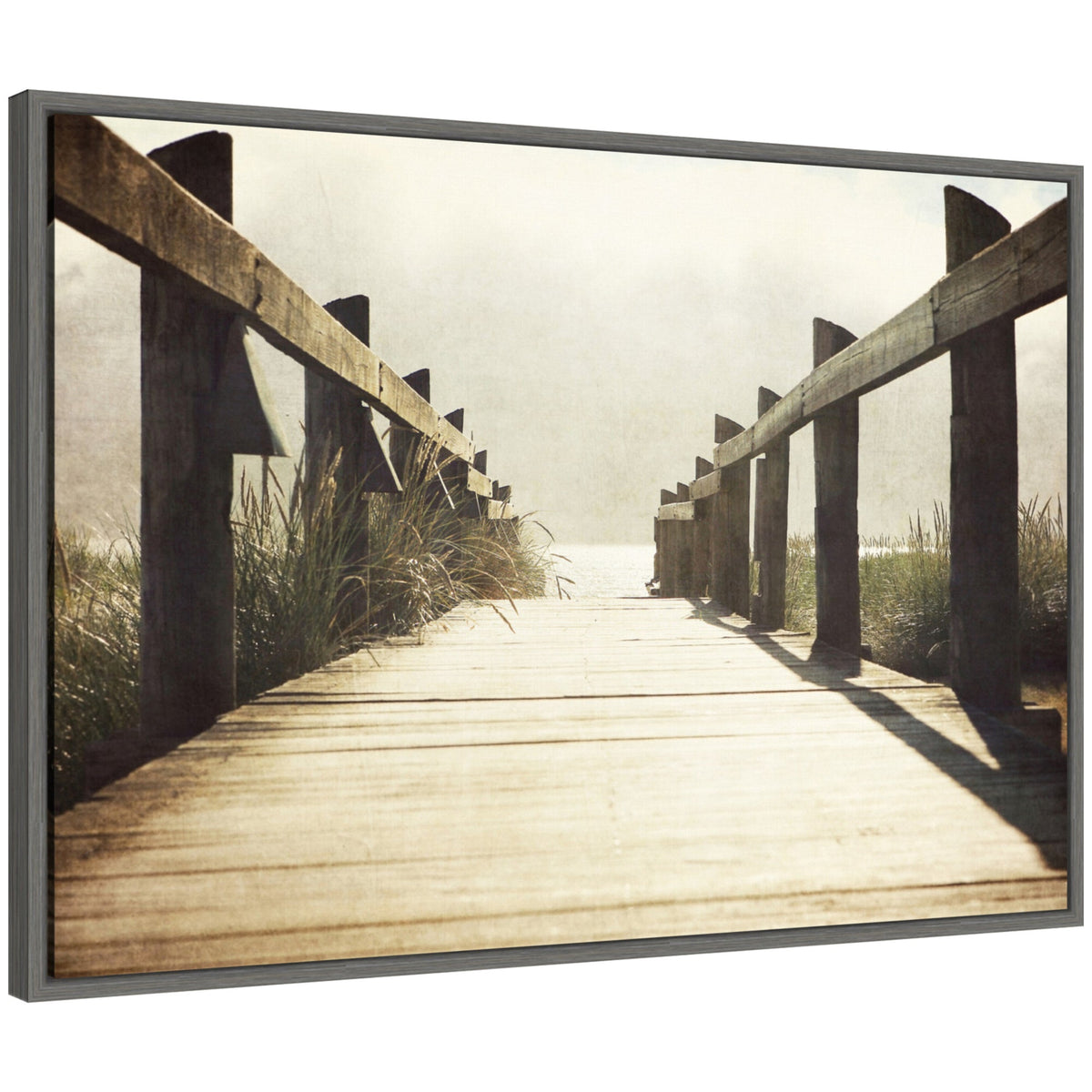 Sylvie Cannon Beach Wood Walkway Framed Canvas by Saint and Sailor Studios