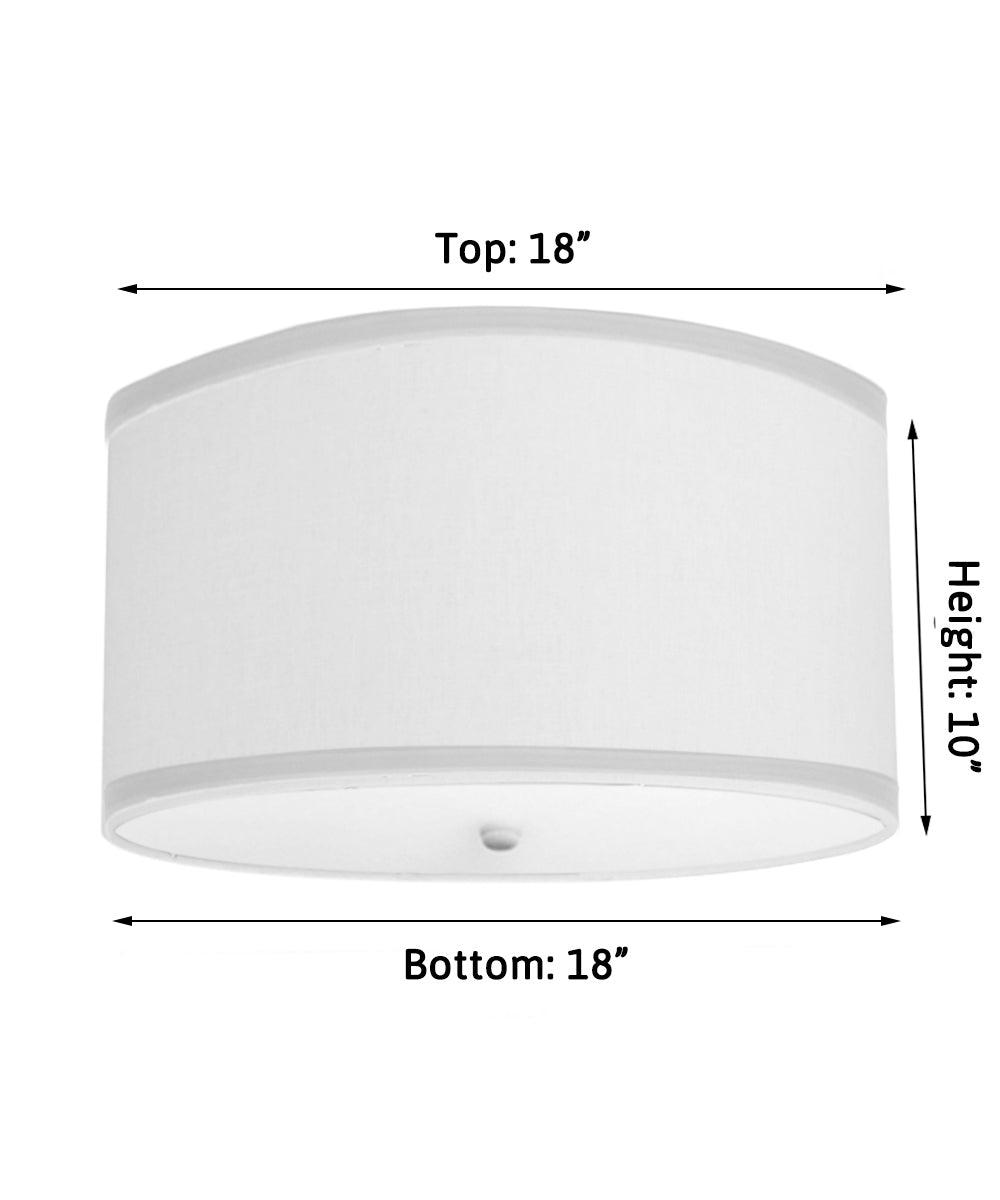 Home Concept Moderne Flush Mount Conversion Kit 18"w White Linen Shallow Drum Lamp Shade