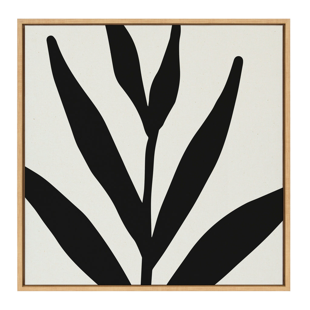 Sylvie Modern Botanical Neutral Abstract 1 Framed Canvas by The Creative Bunch Studio