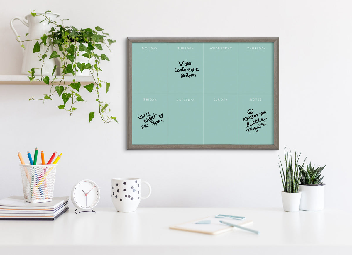 Blake This Week Teal Framed Glass Dry-Erase Weekly Planner by The Creative Bunch Studio