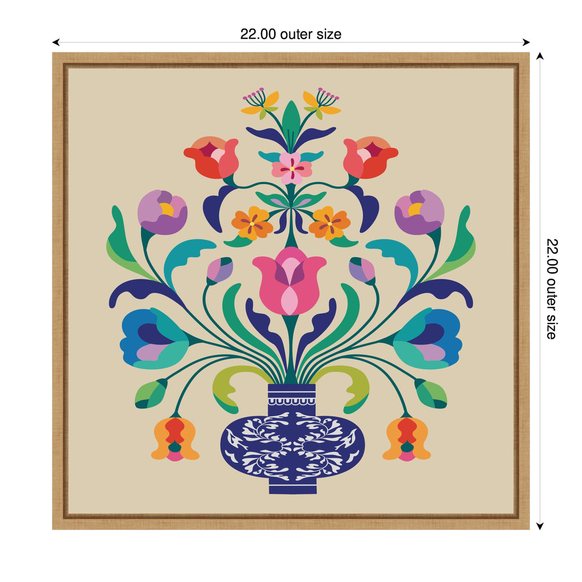 Floral Blue Vase by Rachel Lee Framed Canvas Wall Art Print