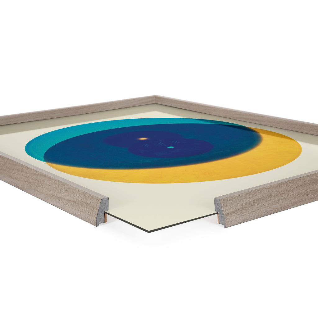 Blake Colorful Records Blue Yellow Framed Printed Glass by Emiko and Mark Franzen of F2Images