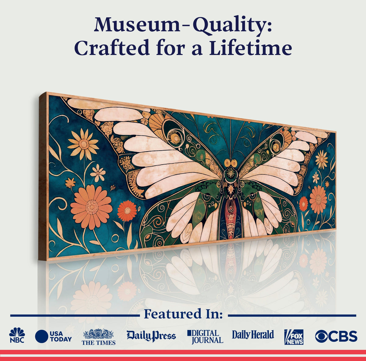 Abstract Vintage Butterfly Canvas Wall Art