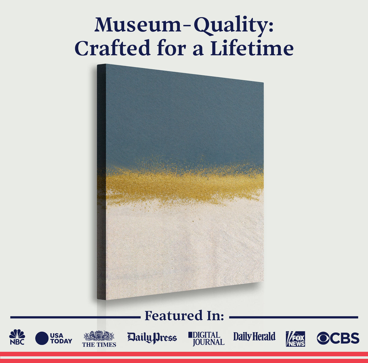 Minimalist Blue and Gold Canvas Wall Art
