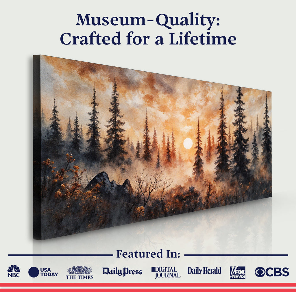 Rustic Forest Sunset Canvas Wall Art