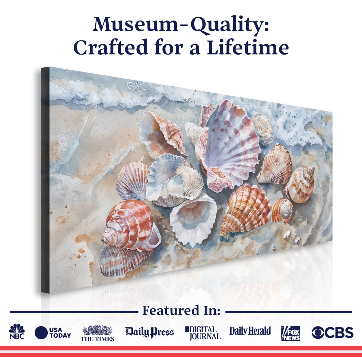 Sea Shells Modern Coastal Canvas Wall Art