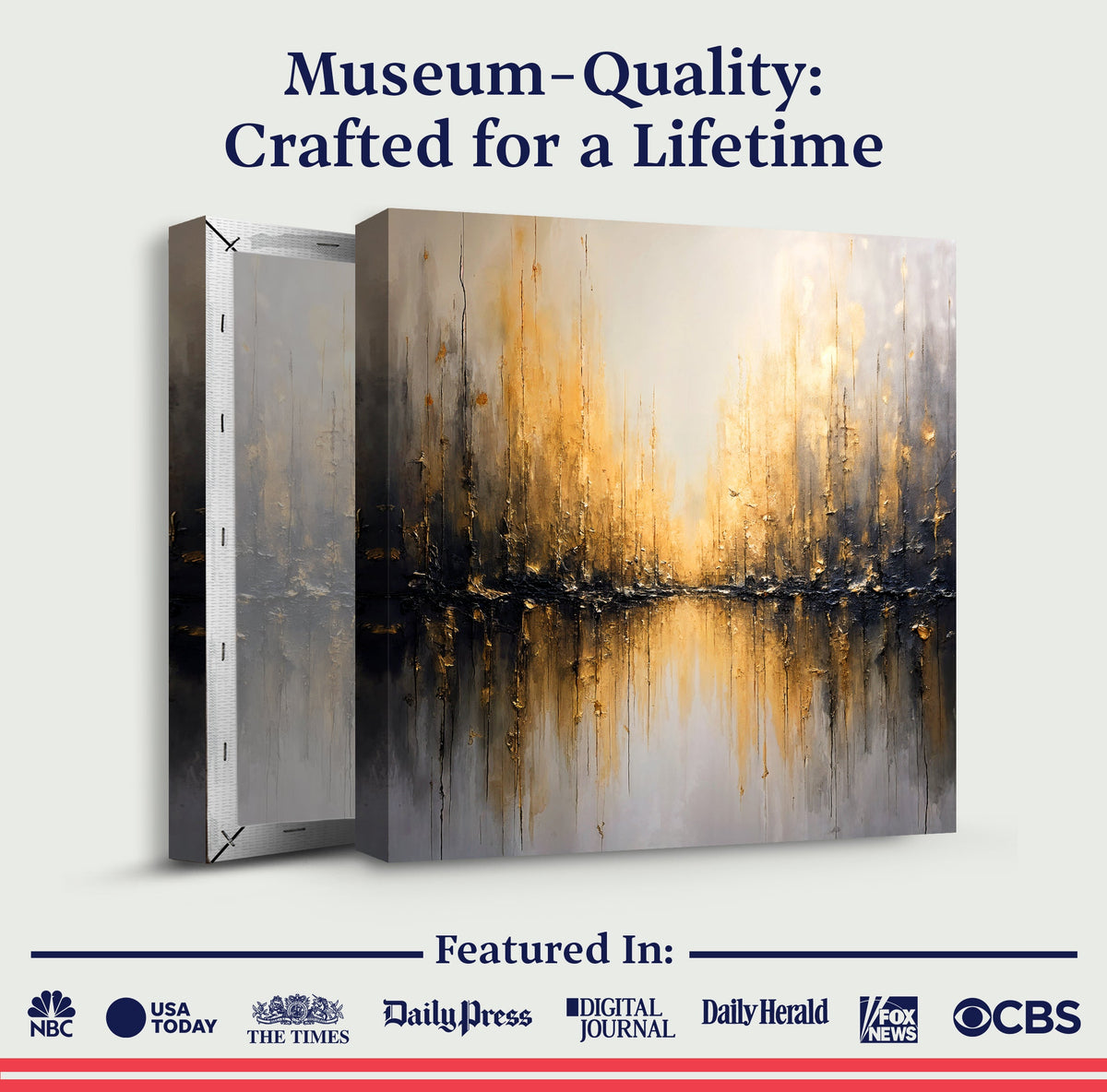 Golden Reflections Abstract Canvas Wall Art
