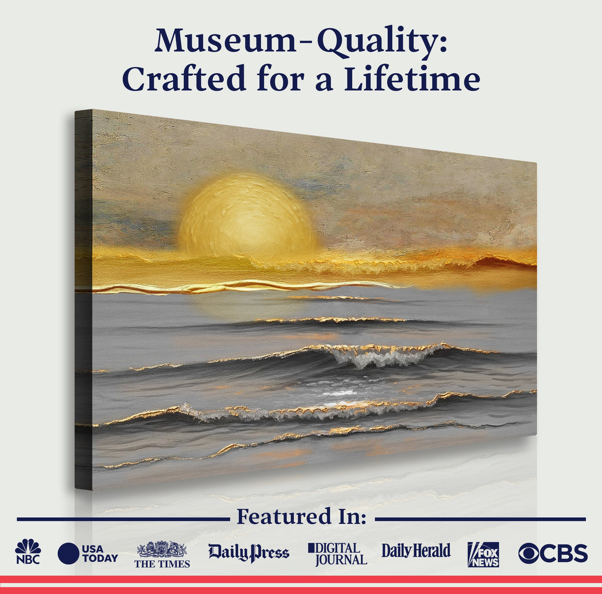 Golden Horizon Calm Canvas Wall Art