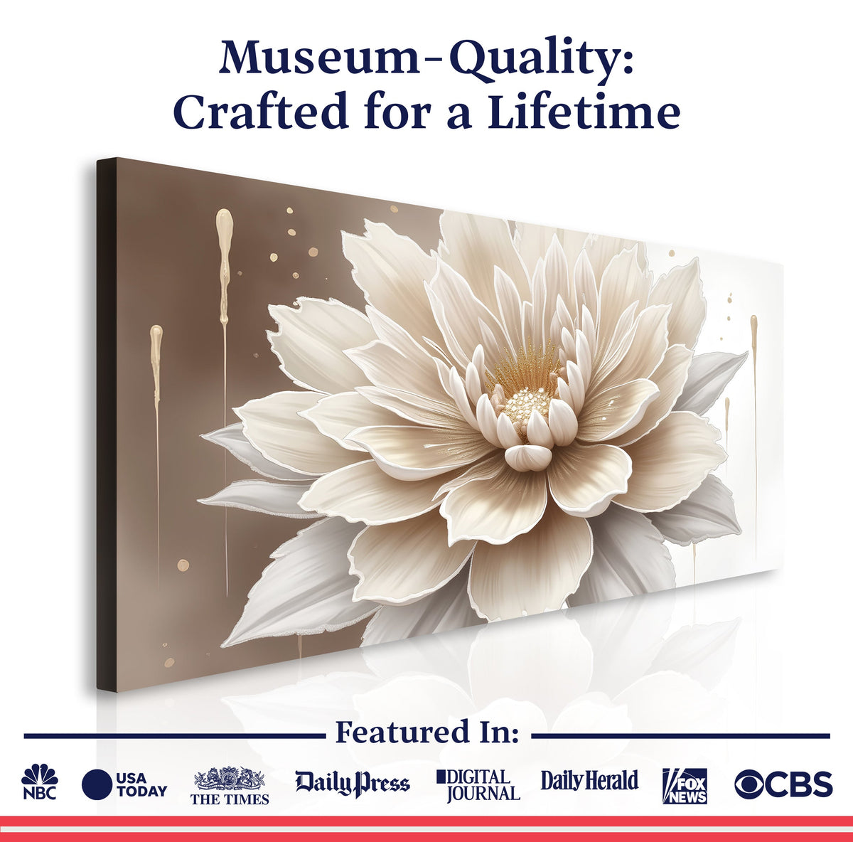 Single Beige Flower Abstract Canvas Wall Art