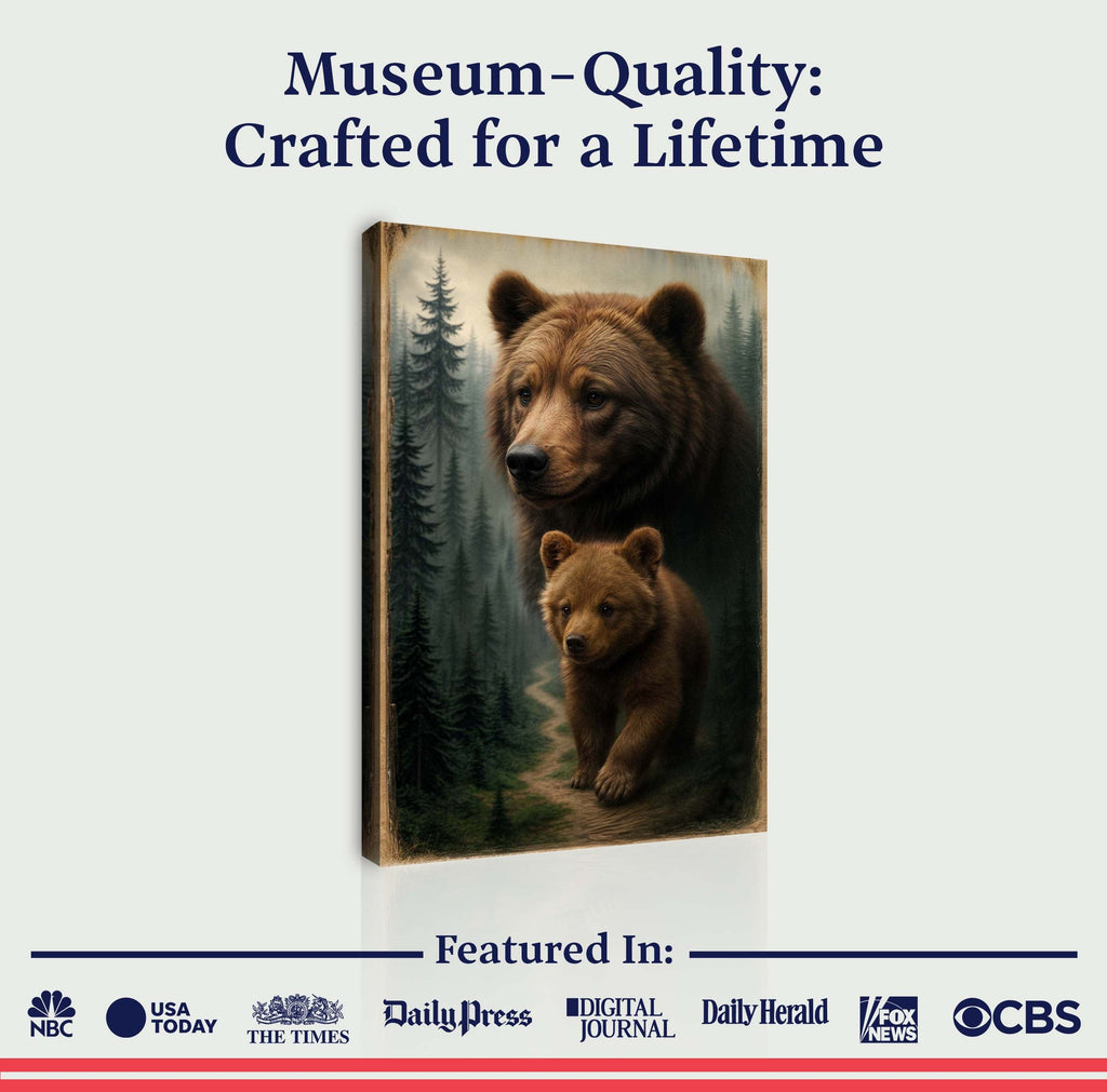 Path of the Wild Kin Bear and Cub Canvas Wall Art