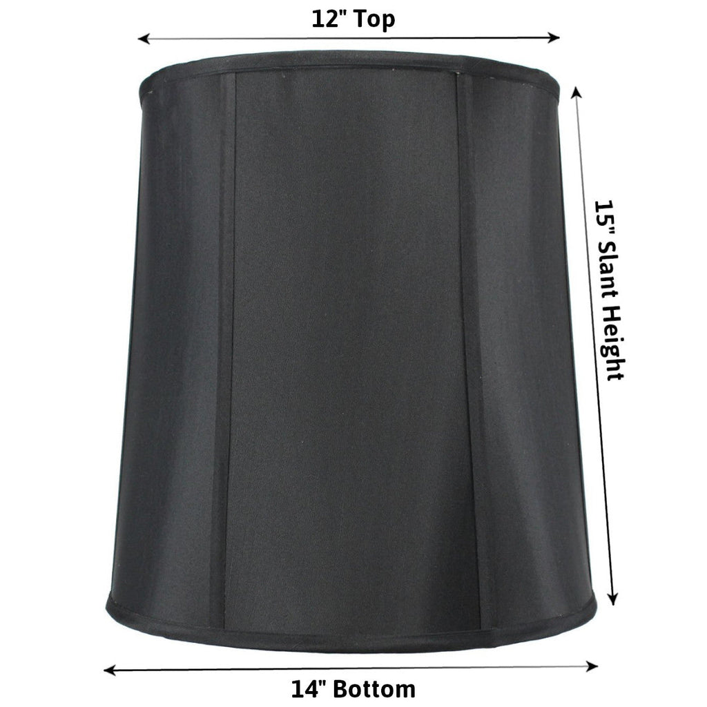Home Concept Black Fabric Drum Lamp Shade with Gold Liner - 14"W x 15" Slant Height