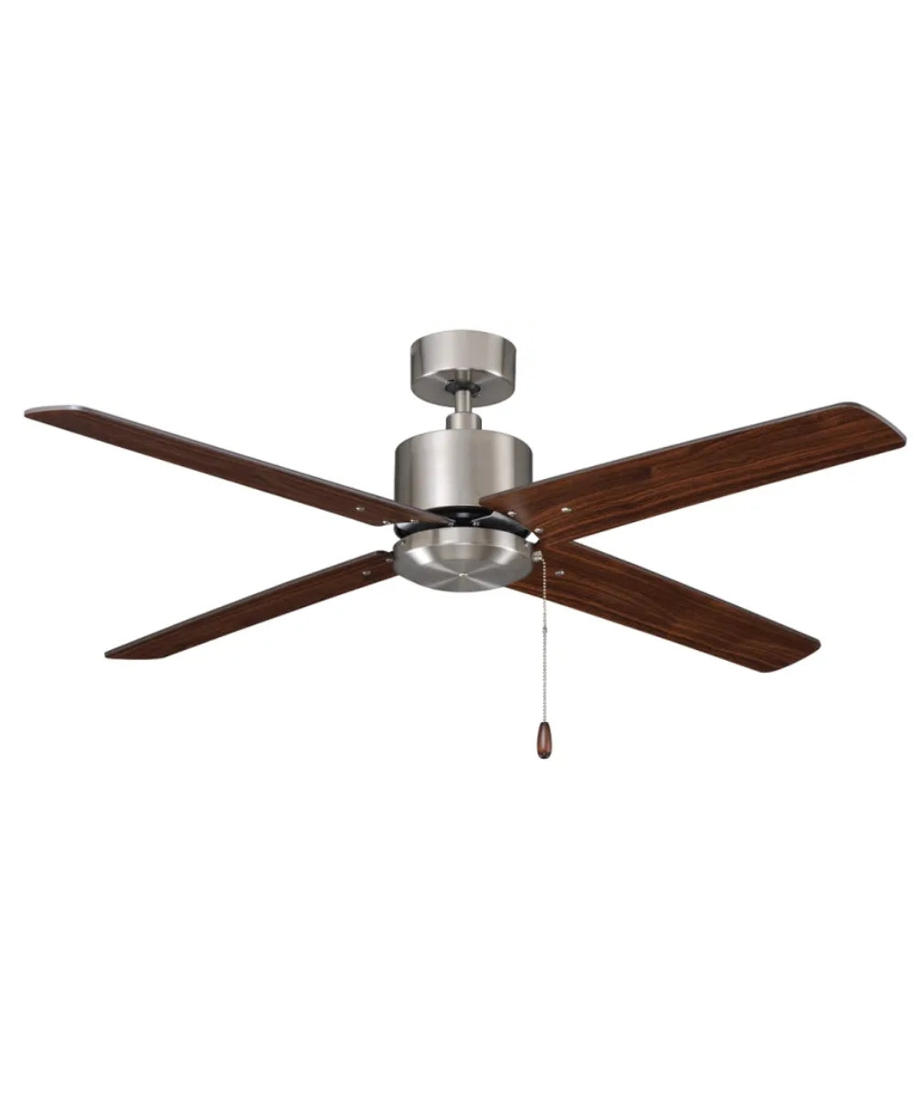 RP Lighting Aldea IV 52" 4-Blade Ceiling Fan, Brushed Nickel Motor Finish, Walnut-Finish Blades