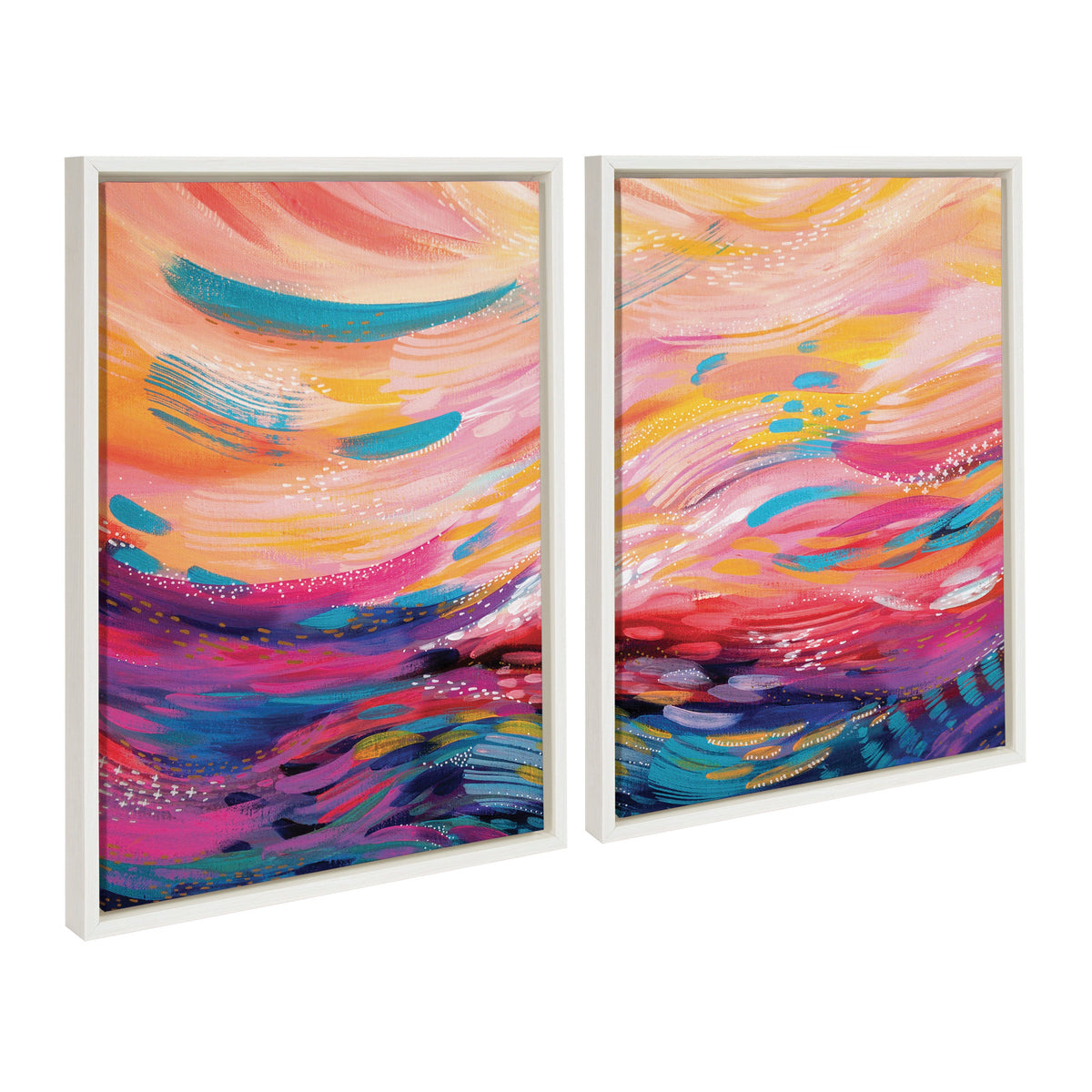 Sylvie Brush Strokes 90 Framed Canvas Set by Jessi Raulet of Ettavee