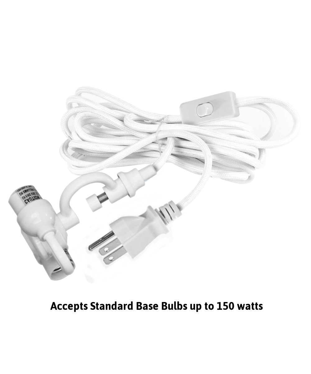 Home Concept MAST Plug-In Wall-Mount Pendant Light, 2-Light White Cord/Arm with Diffuser, Rounded Corner Square Oatmeal Drum Shade 14"W