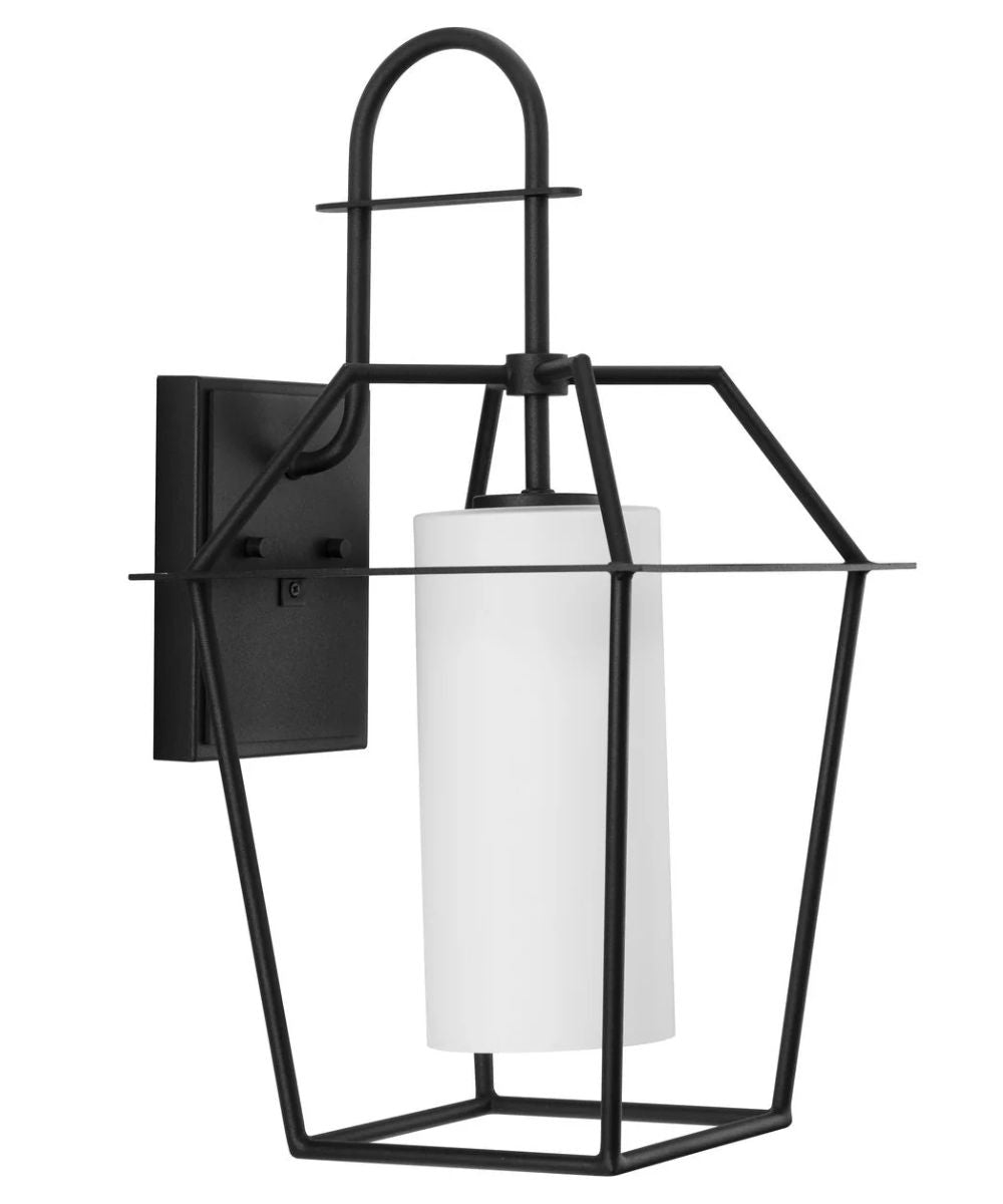 Progress Lighting Chilton 1-Light 22"h Extra Large Outdoor Wall Lantern Etched Opal Glass Textured Black Finish