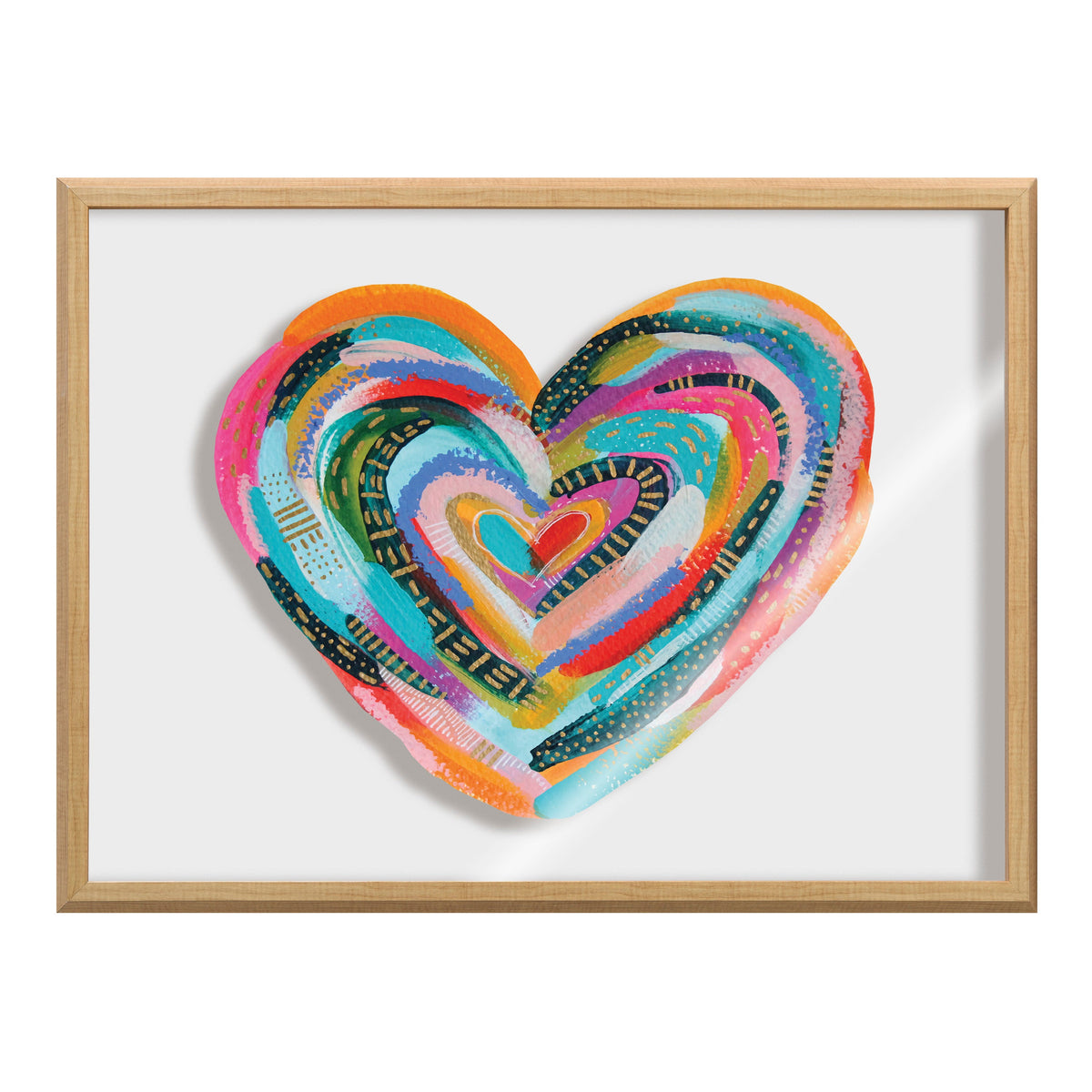 Blake Labyrinth Heart Framed Printed Glass by Jessi Raulet of Ettavee