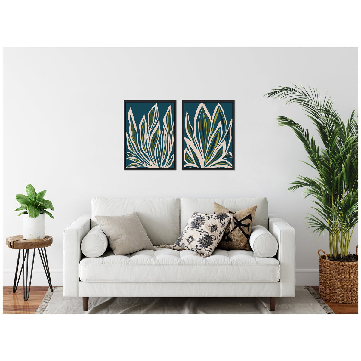 Sylvie Blue Flora 1 and 2 Framed Canvas Art Set of 2 by Alicia Bock