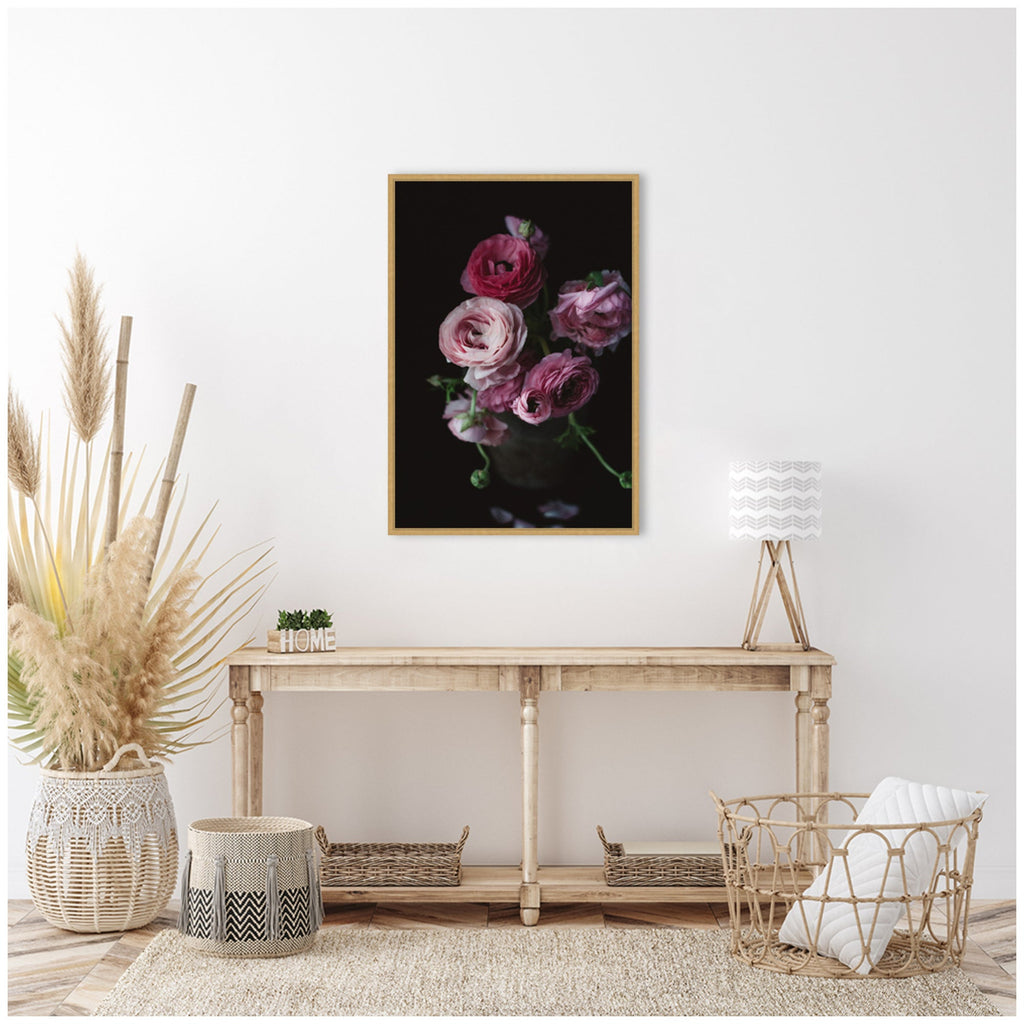 Sylvie Moody Dark Pink Floral Bouquet Framed Canvas by Kristy Campbell