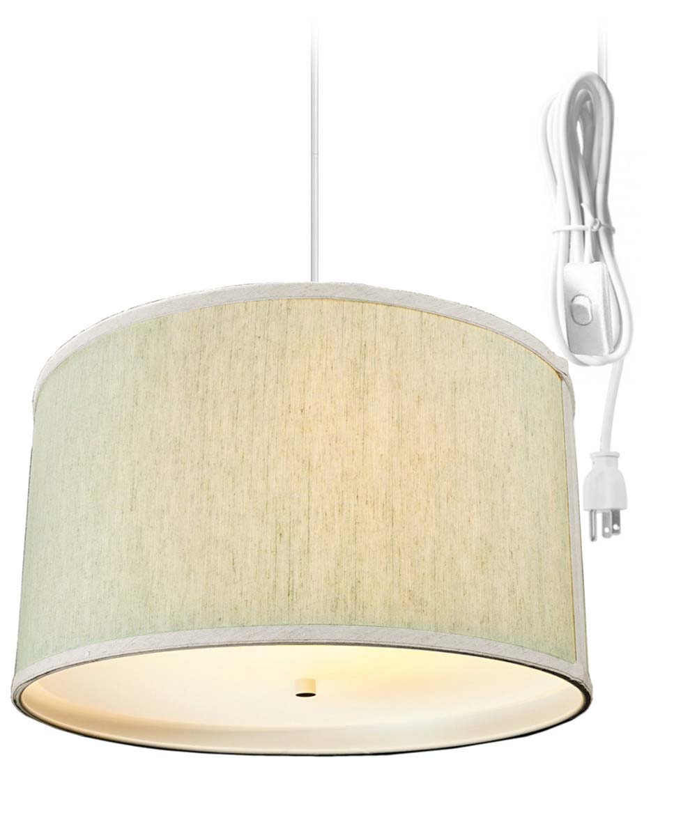 Home Concept 2-Light Plug-In Swag Pendant Light Textured Oatmeal with Diffuser White Cord - 18"W