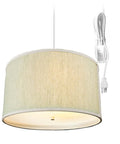 Home Concept 2-Light Plug-In Swag Pendant Light Textured Oatmeal with Diffuser White Cord - 18"W