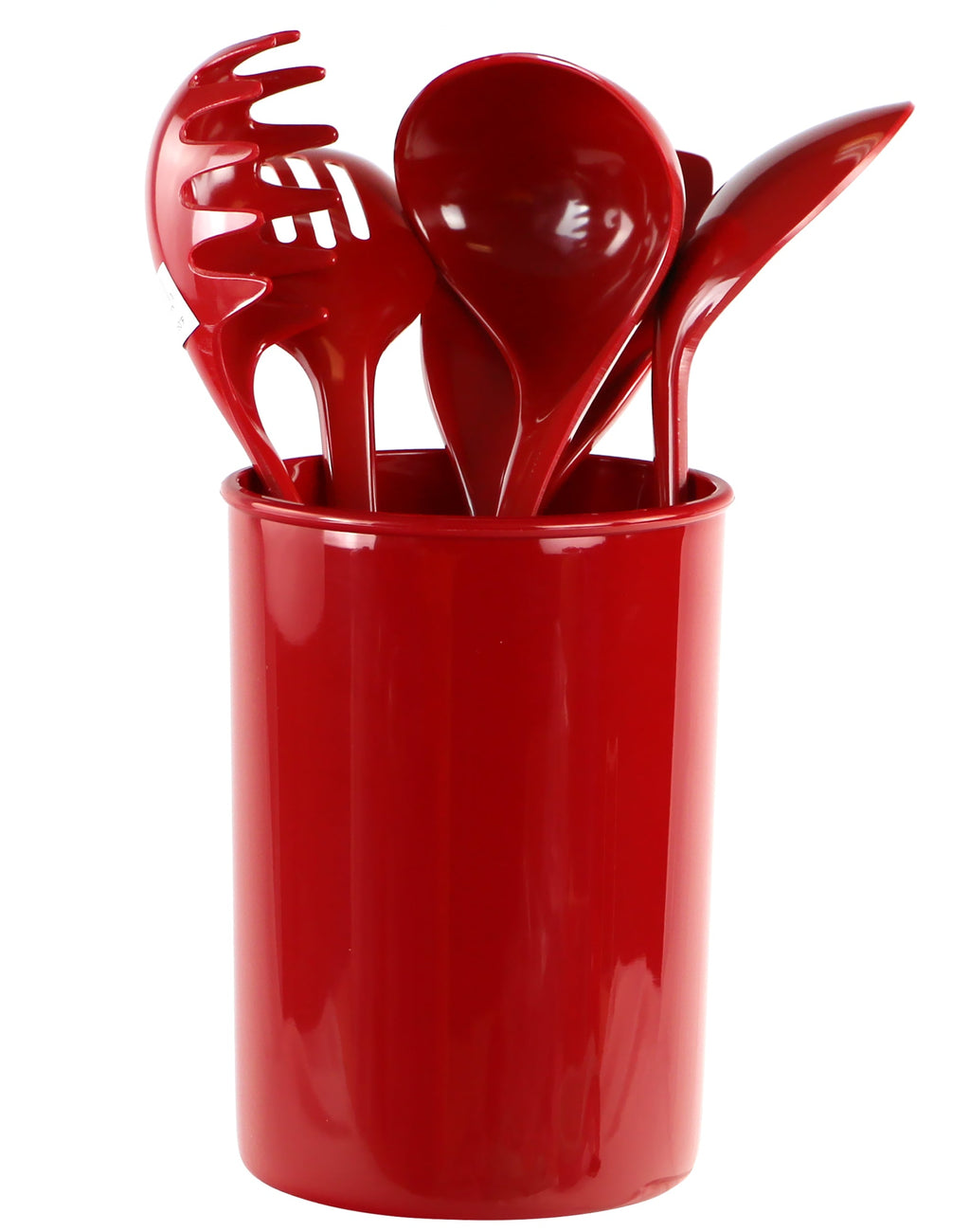 6-Piece Kitchen Utensil Set with Holder, Red
