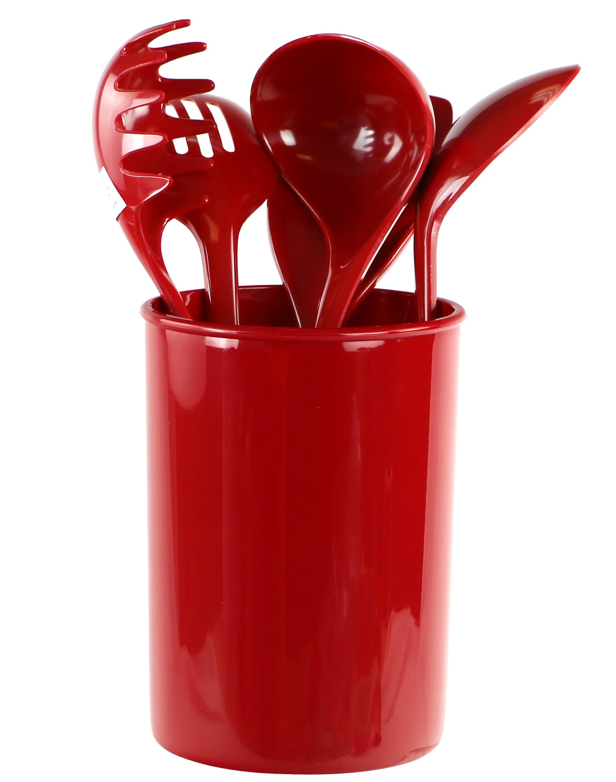 6-Piece Kitchen Utensil Set with Holder, Red