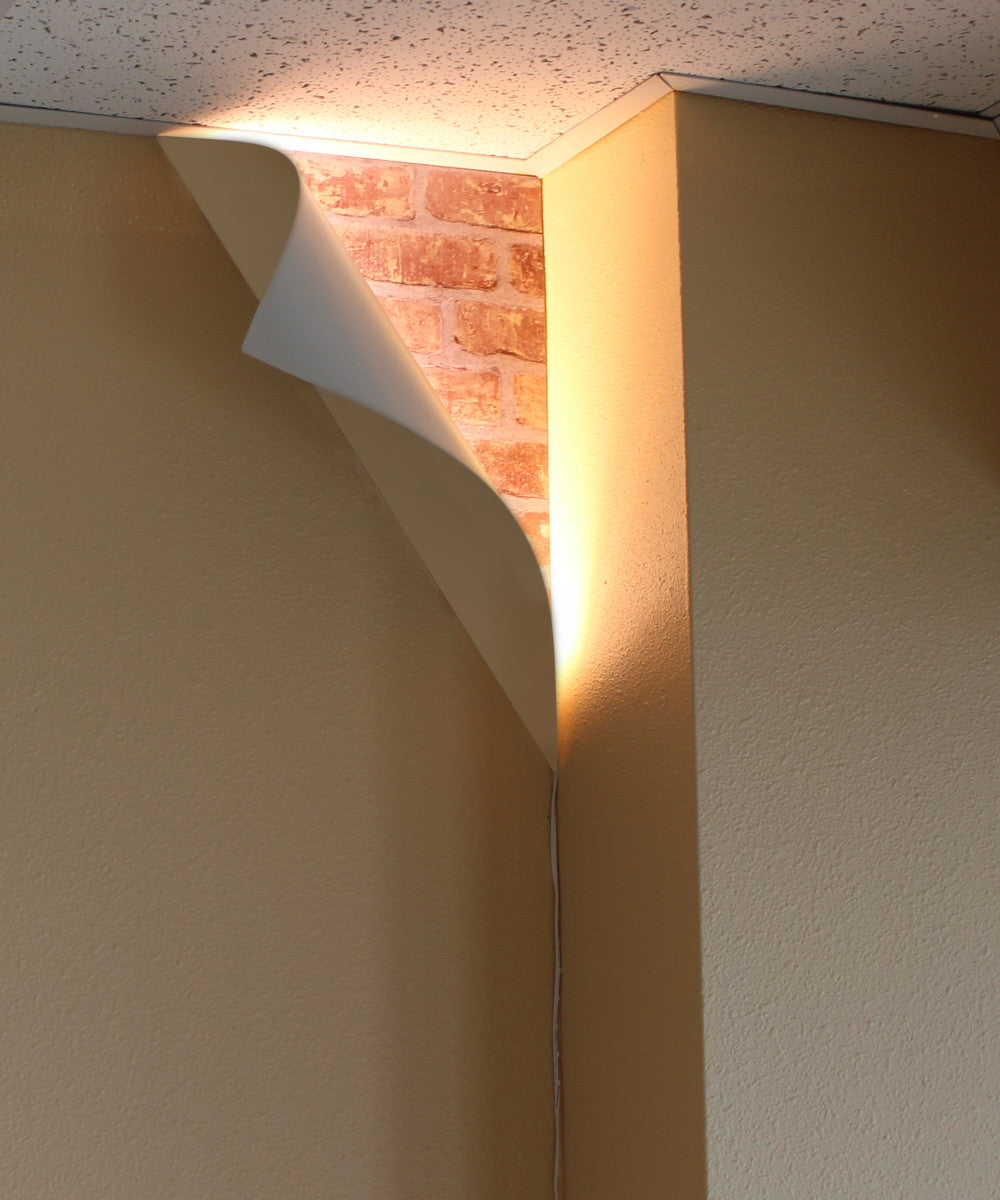 Big Reveal LED Corner Light White Curved Metal - 18"H