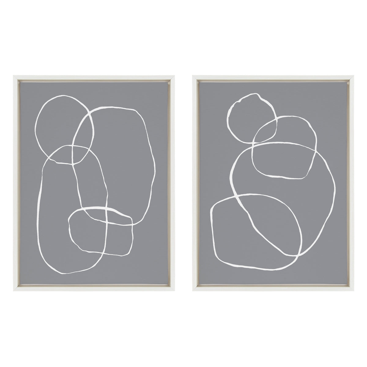Sylvie Gray Going in Circles Framed Canvas Set by Teju Reval of SnazzyHues