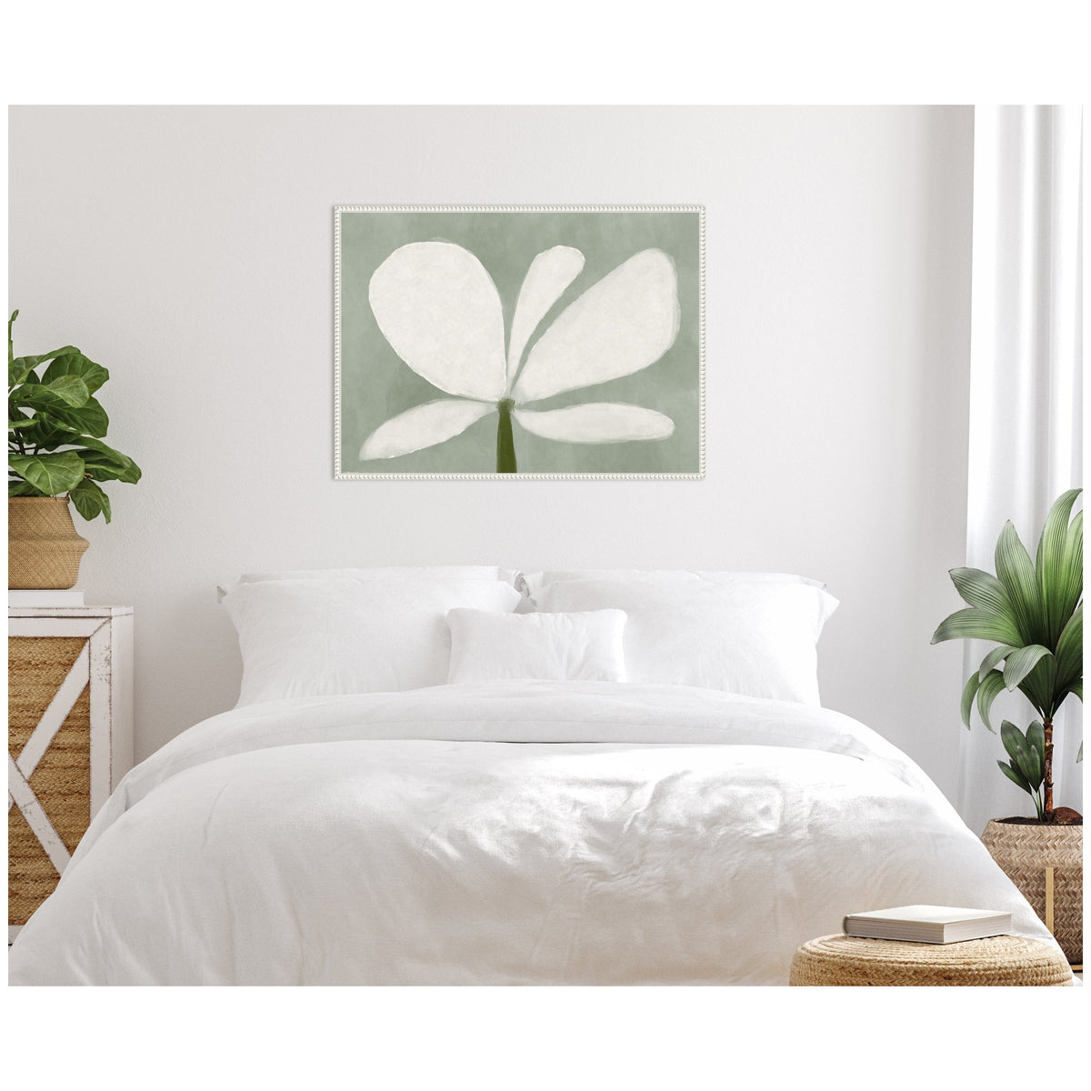 White Floral No. 2 by Gabrielly Guedes Framed Canvas Wall Art Print