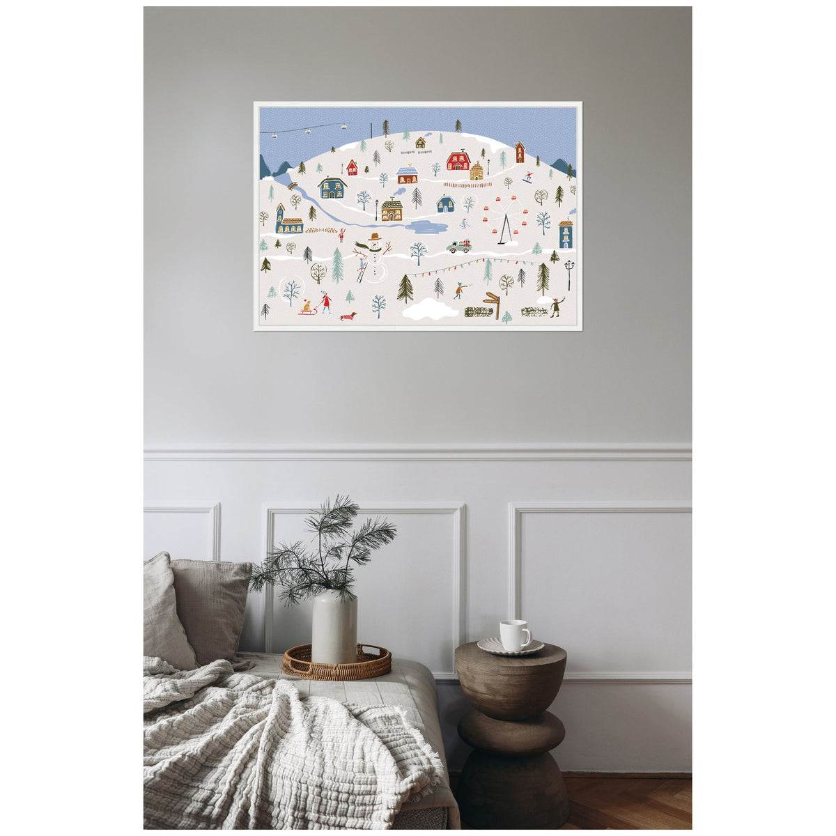 Sylvie Framed Canvas A Winter Village by Vicky Yorke