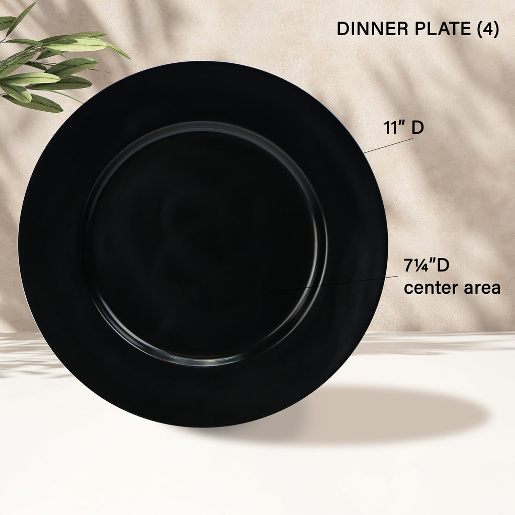 12-Piece Melamine Dinnerware Set for 4, Black