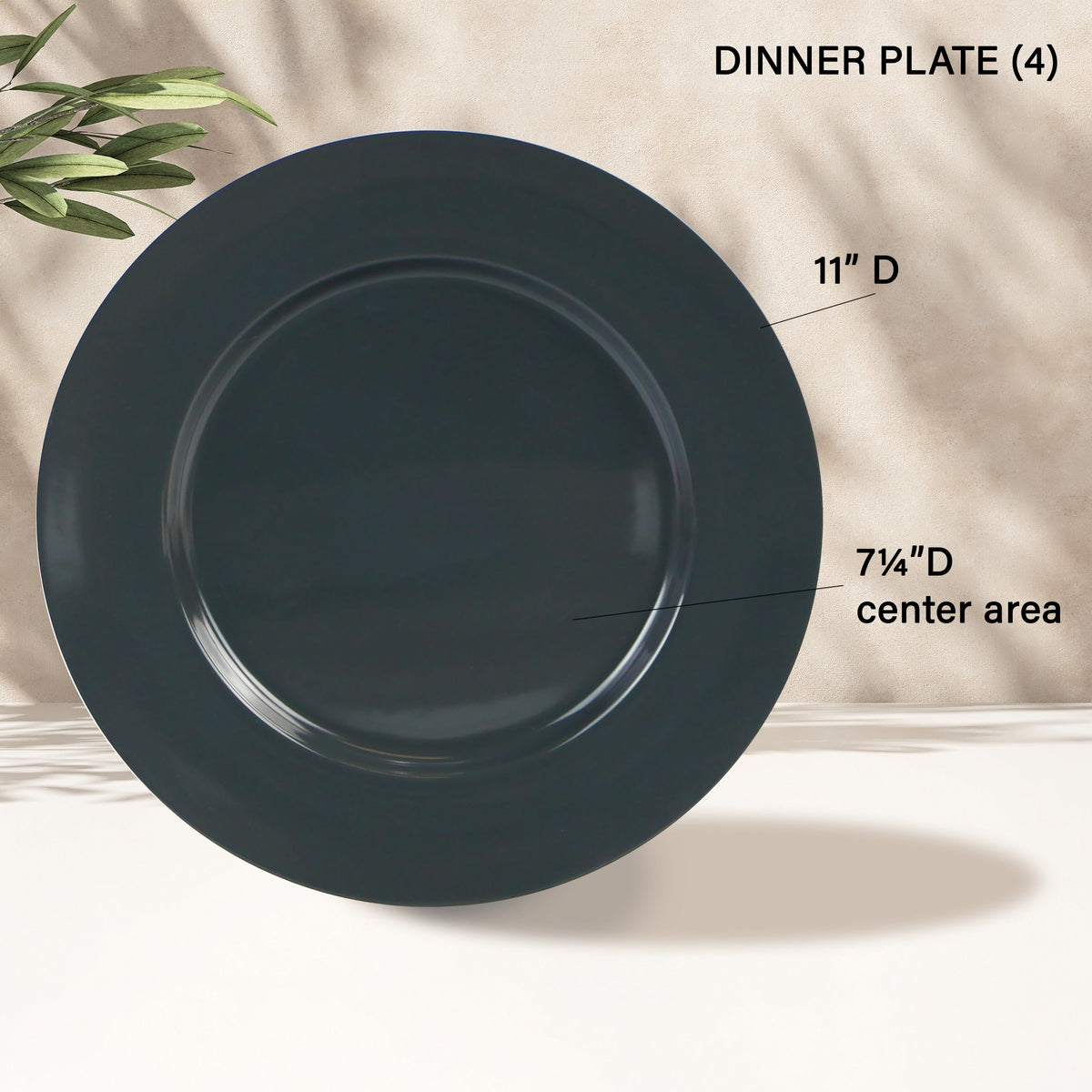 12-Piece Melamine Dinnerware Set for 4, Charcoal