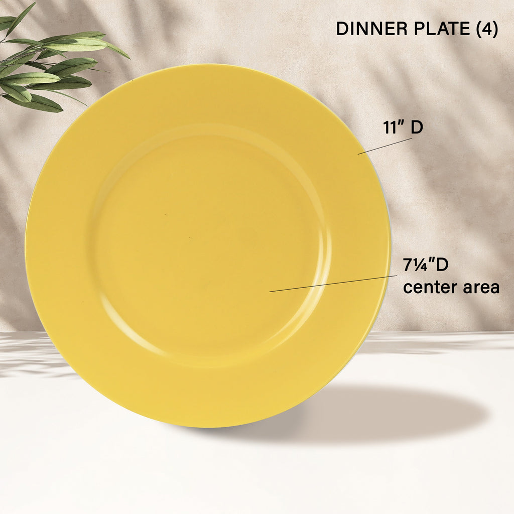 12-Piece Melamine Dinnerware Set for 4, Lemon